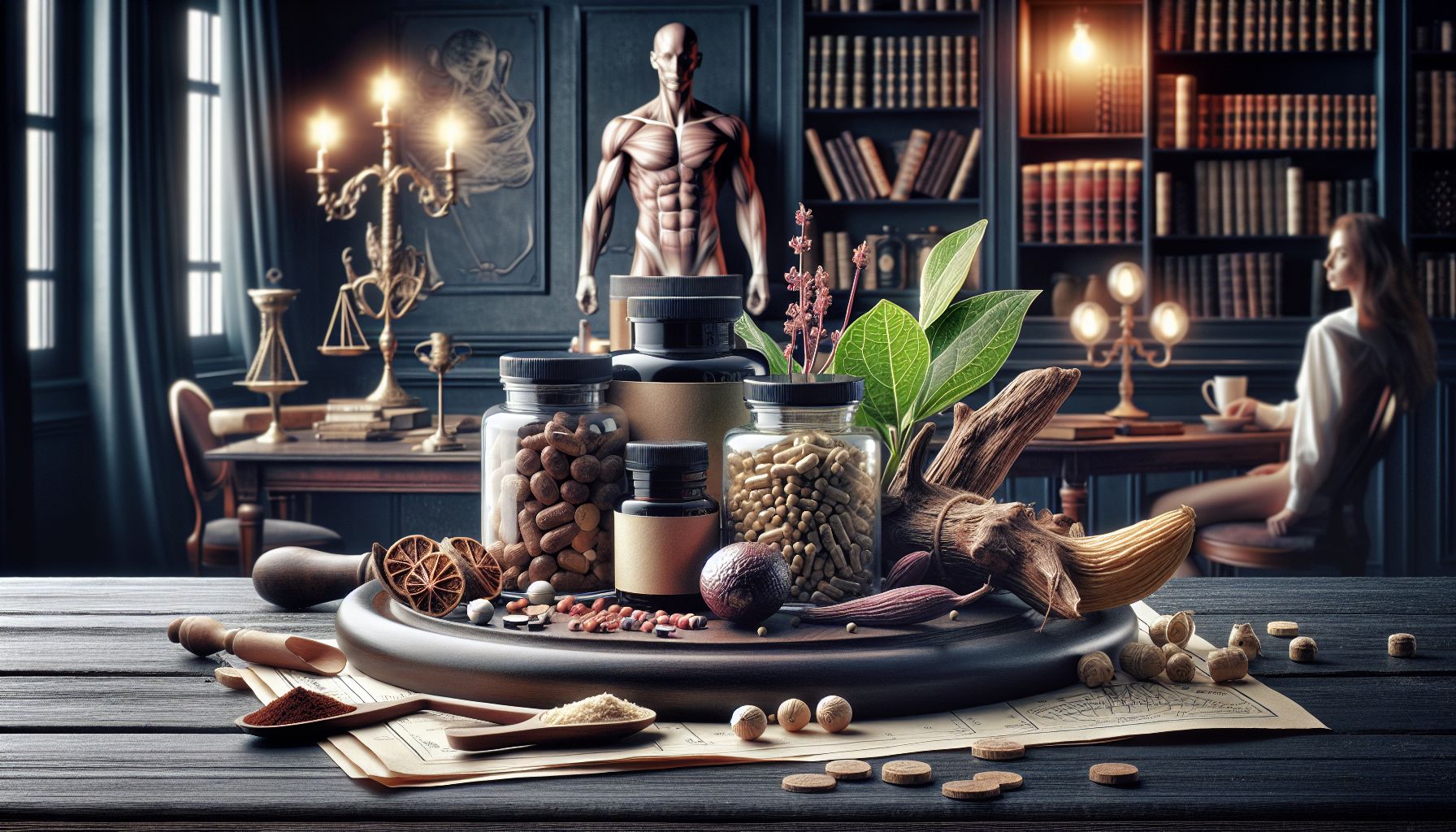 Image of various libido supplements in a natural setting